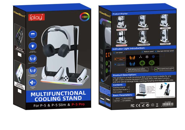 PS5 Charging Dock with RGB Light for Controllers and Headset